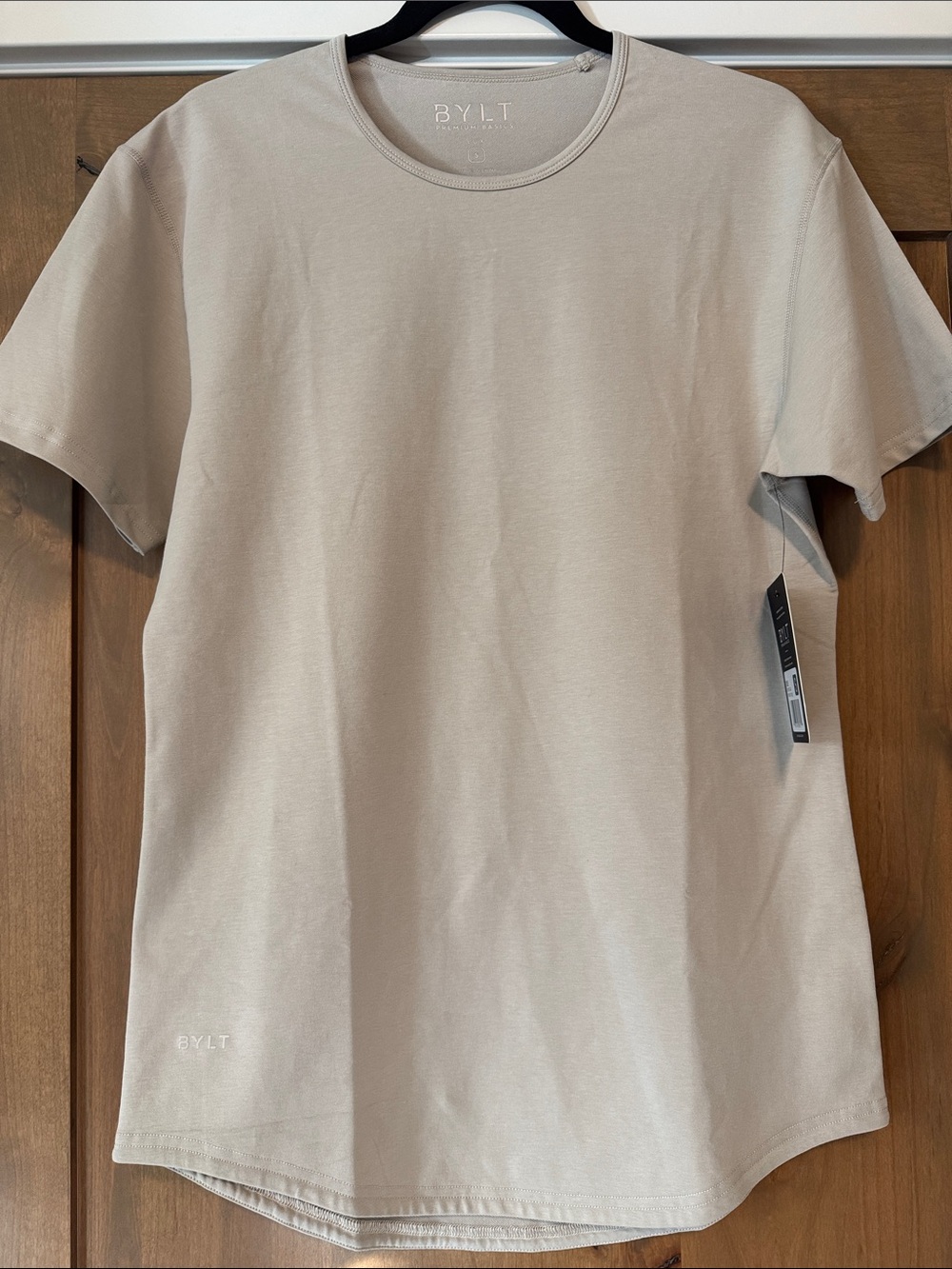 NWT BYLT Drop Cut Lux Short Sleeve T Shirt Mens S beige Basic Simple layering
